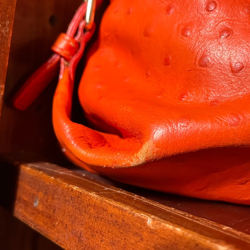 Dooney & Bourke Orange Ostrich Shoulder Bag - Picture 3 of 5